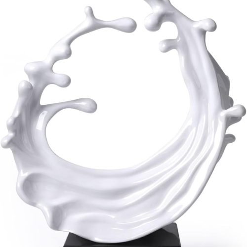 NENBOLEC Modern Figurine Arts Ocean Decor Abstract Sculpture Sea Wave Statue Gifts Home Ornament Table Centerpiece Crafts Polyresin White 42cm