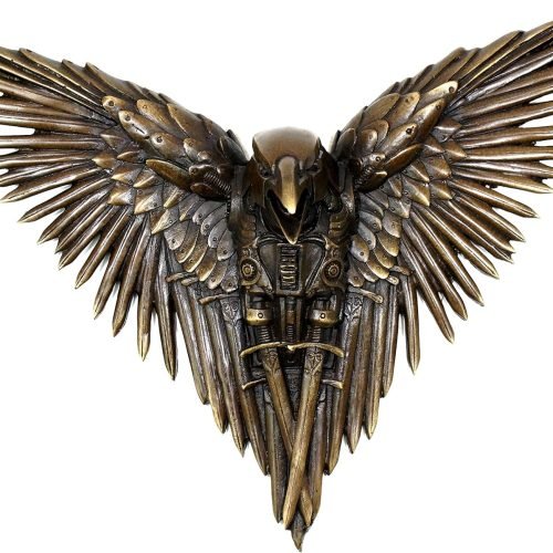 Kunst & Ambiente – Contemporary Art – Hanging Steam Punk Sculpture – Victorian Raven – Gothic – Wall Decor – Height: 26.0 cm – Home Accessories – 100% Bronze